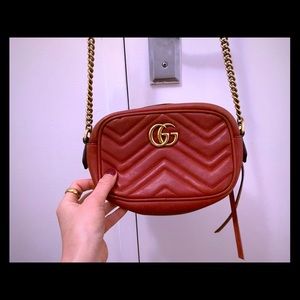 Red Mini GG Marmont 2.0 Camera Bag